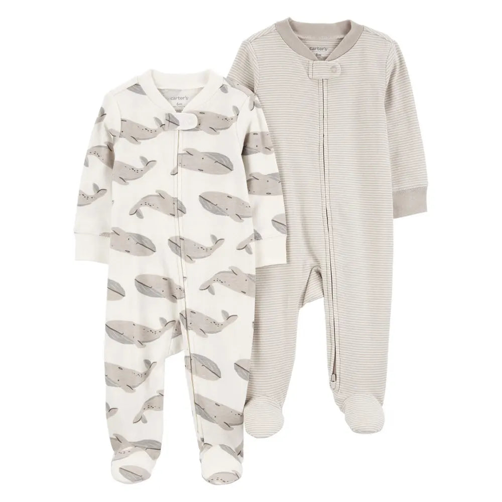 Lot de 2 Grenouillères en Coton Carter's - Gris