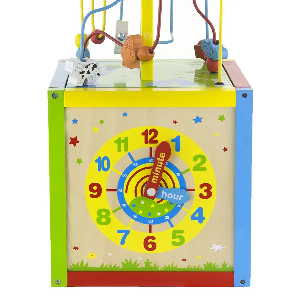 Viga Toys Cube d'Activité avc Horloge 5 en 1 18M+