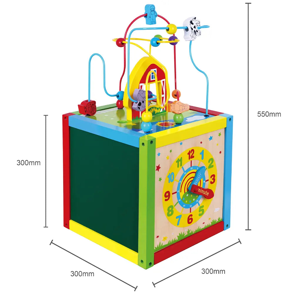 Viga Toys Cube d'Activité avc Horloge 5 en 1 18M+