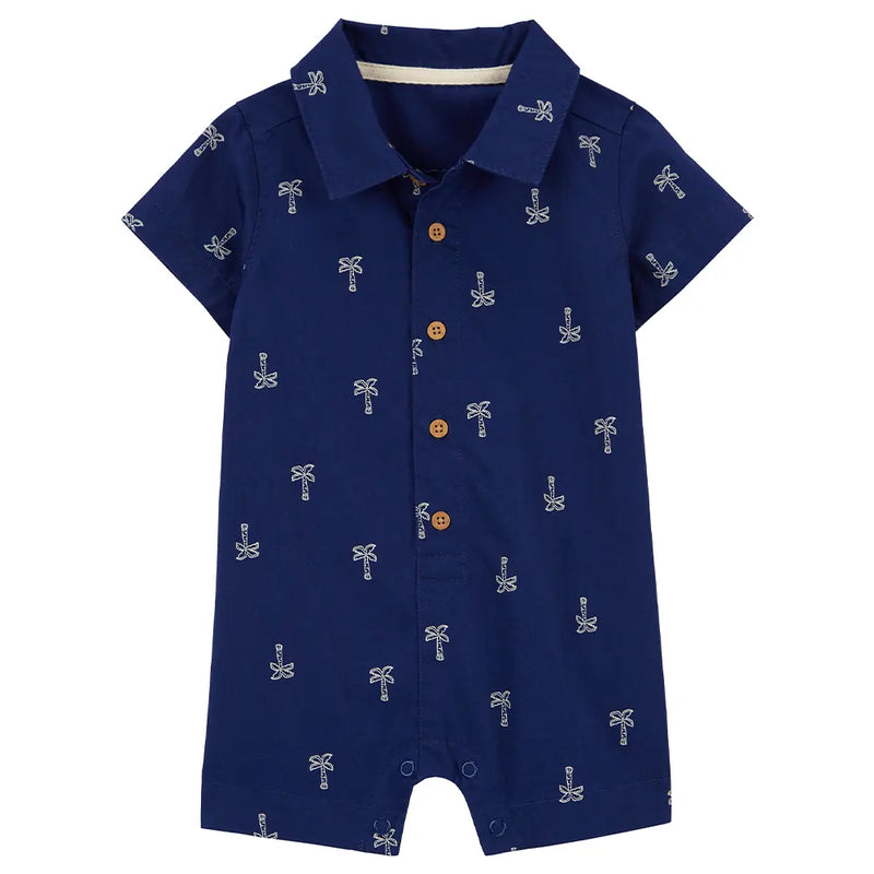Carter's Cotton Romper - Blue Palm Tree