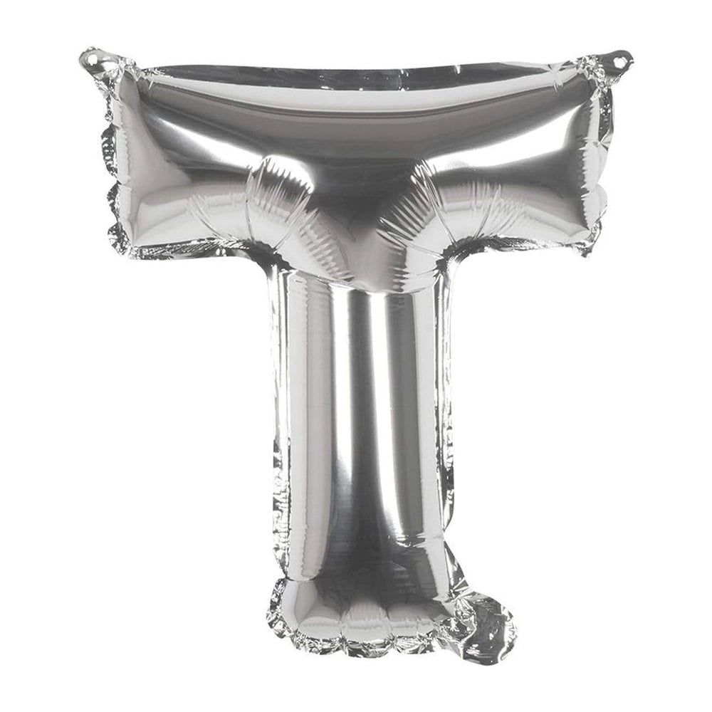 Letter T Shaped Balloon - Silver