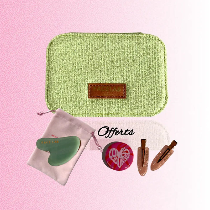 Facelab Estuche Gua Sha de corazón - Aventurina verde