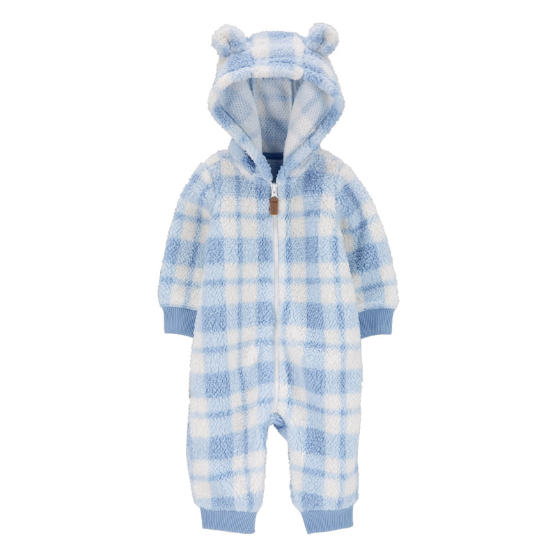 Carter's Hooded Jumpsuit - Blue & White Plaid
