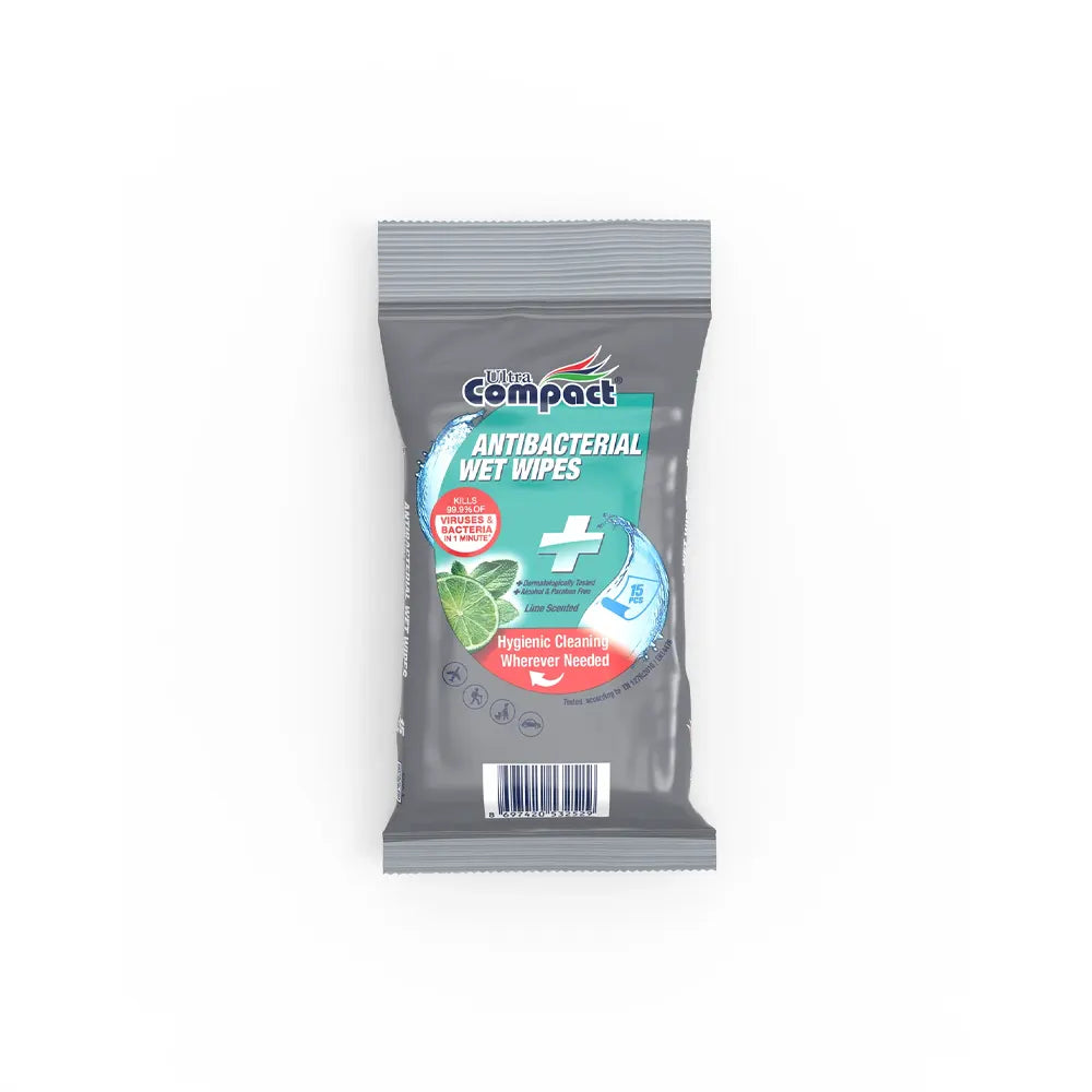 Ultra Compact Lingettes Antibactériennes – Pack 3 x 15 Pièces