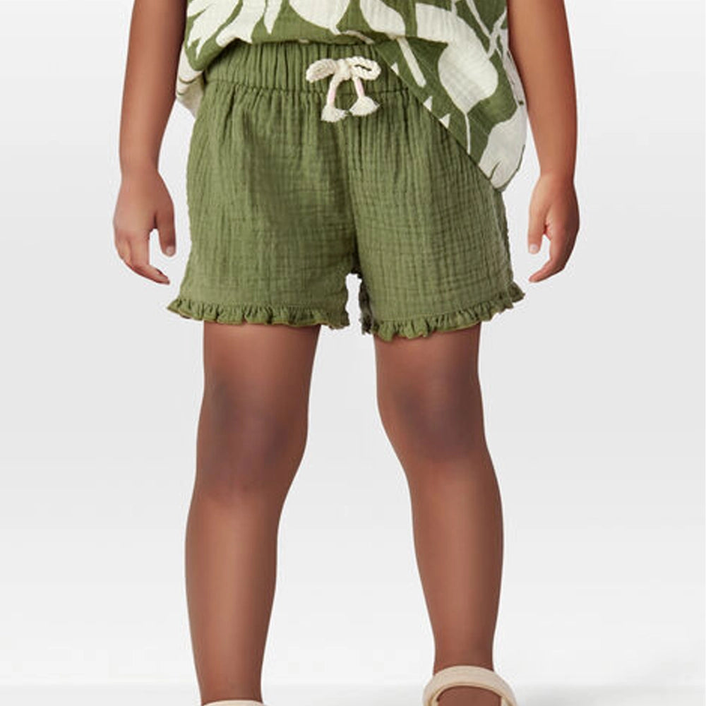 Short de gasa con volantes para Niña Carter's - Verde