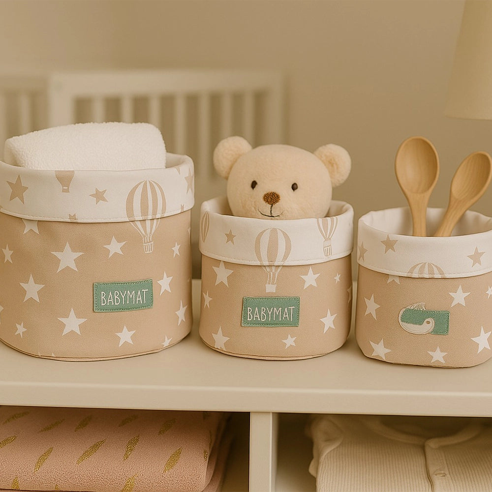 Lot de 3 Paniers Babymat - Montgolfière Beige