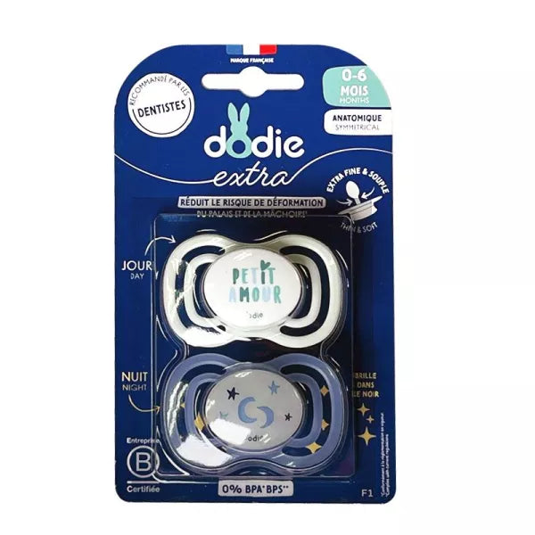 Dodie Extra Thin Pacifier Day/Night Duo 0-6 months