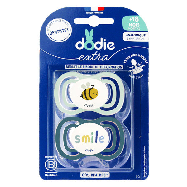 Dodie lot de 2 sucettes +18 mois vertes