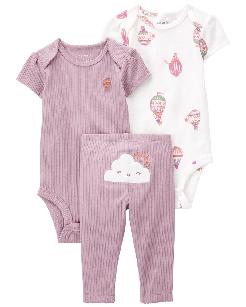 Ensemble 3 Pièces Nuage Bébé Carter's - Violet & Blanc