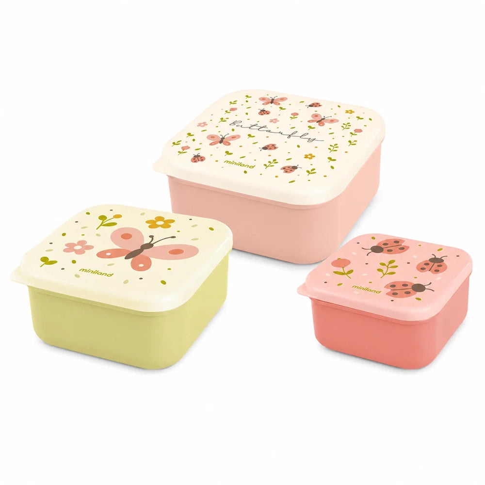 Miniland Ensemble de 3 Boîtes à Goûter - Papillon