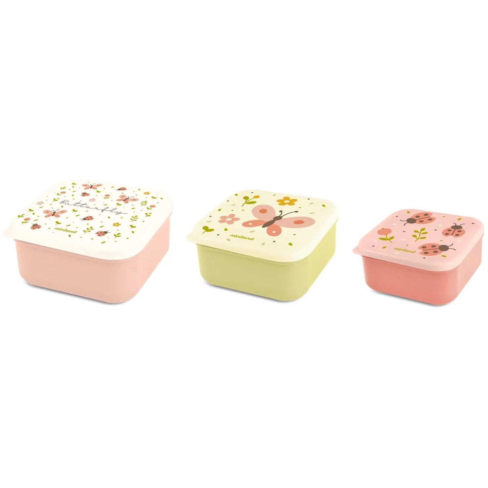 Miniland Ensemble de 3 Boîtes à Goûter - Papillon