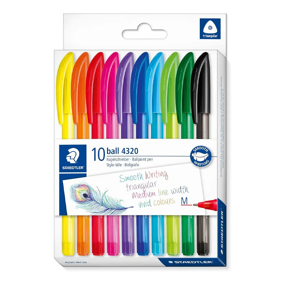 Staedtler Lote de 10 Bolígrafos Stick Rainbow 4320 MC10