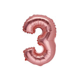 بالون رقم 3 ذهبي وردي – 36 سم