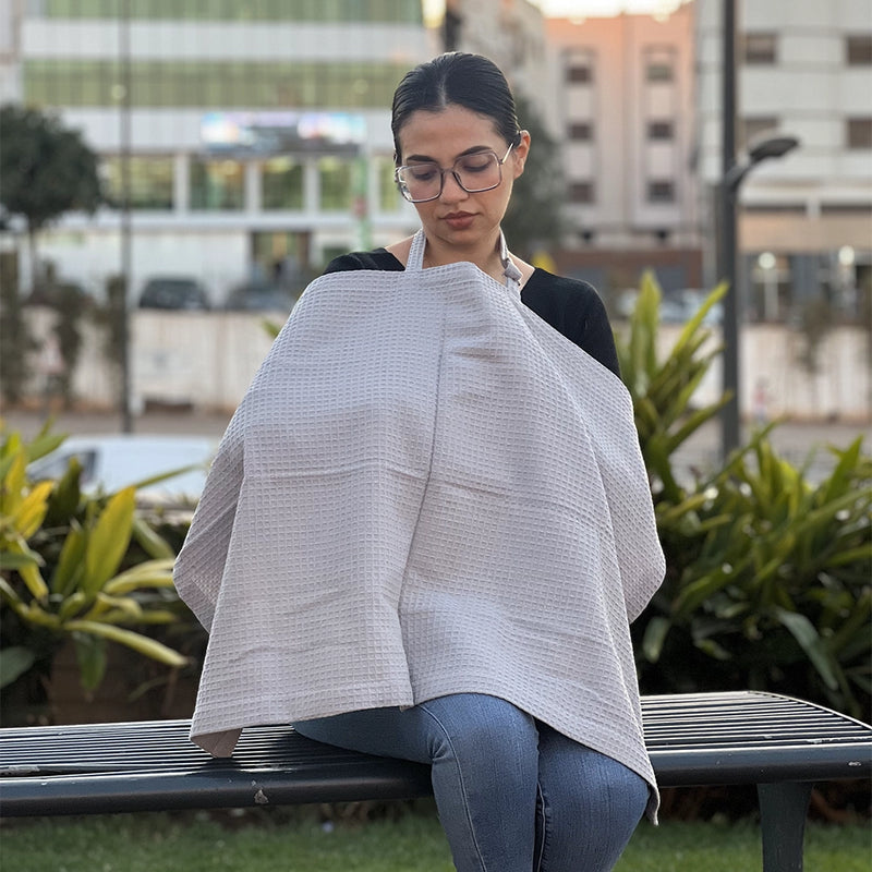 BébéYo Tablier d’Allaitement Coton Nid d'Abeille - Gris