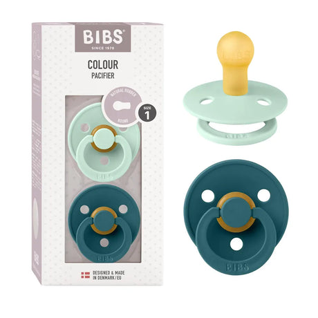 BIBS Lot de 2 Sucettes Rondes - Turquoise/Vert