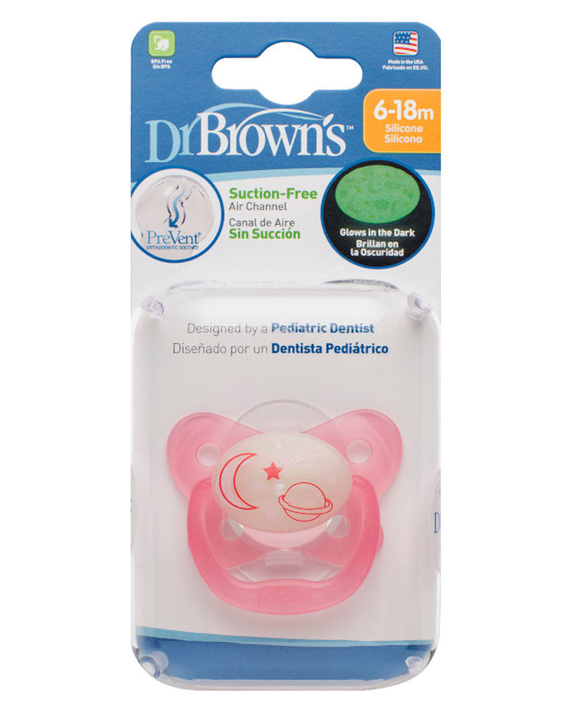 Dr. Brown's Glow in the Dark Stage2 Pacifier 6-18M - Pink