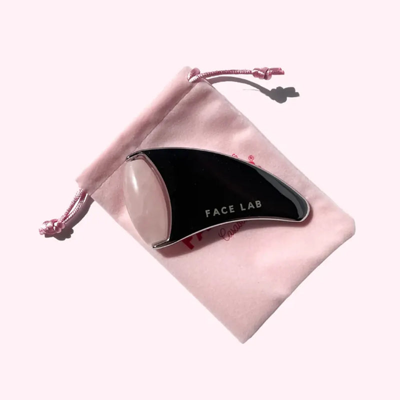 Facelab Gua Sha Avec Rouleau de Beauté 2en1 – Quartz Rose