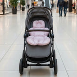 Stroller Cushion - White Stars on Candy Pink