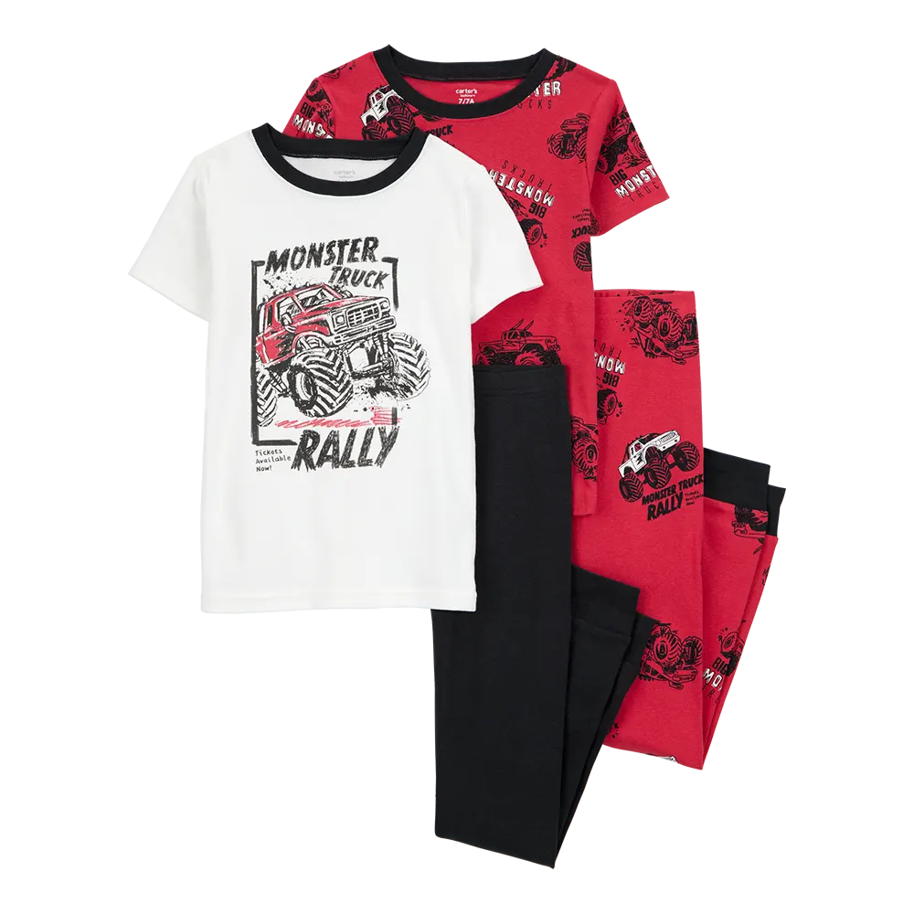 Pyjama 4 pièces camion garçon - 100% Coton