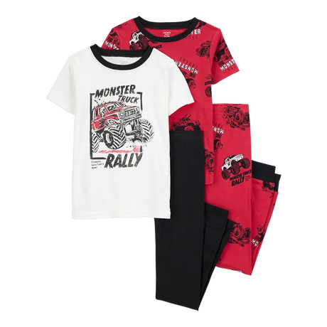 Pyjama 4 pièces camion garçon - 100% Coton