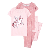 Pyjama 4 pièces licorne fille - 100% Coton