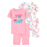 Pyjama 4 pièces flamant rose fille - Coton