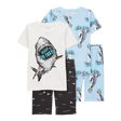 Pyjama 4 pièces requin garçon - 100% Coton