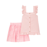 Ensemble débardeur et jupe-short fille - Rose