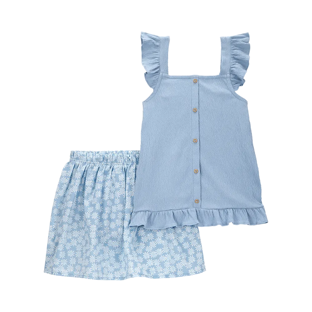 Ensemble débardeur et jupe-short fleuri fille