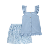 Ensemble débardeur et jupe-short fleuri fille