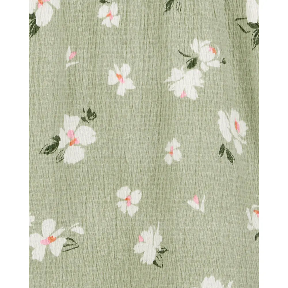 Carter's Girl's Smocked Dress - Green Floral