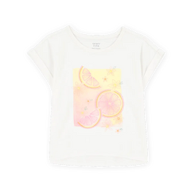 T-shirt manches courtes citron fille - Ivoire