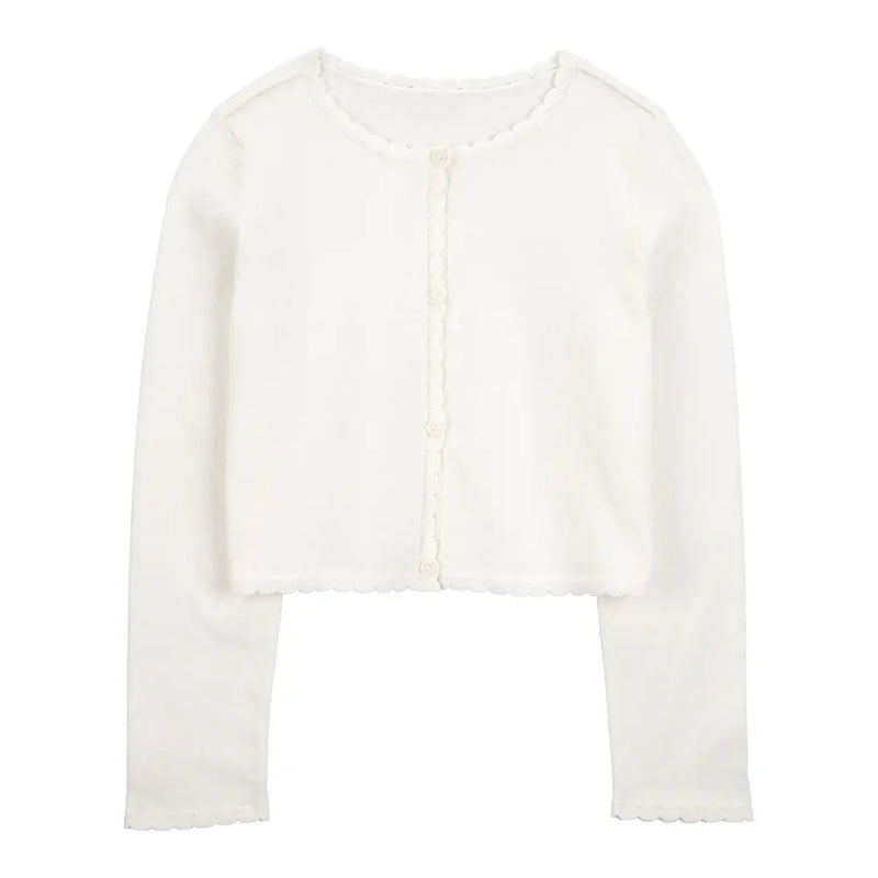 Carter's Girl's Scallop-Trim Cardigan - Ivory