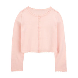 Cardigan à bord festonné pour fille - Rose