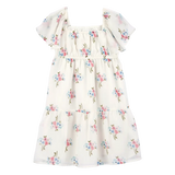 Robe étagée florale à manches longues pour fille