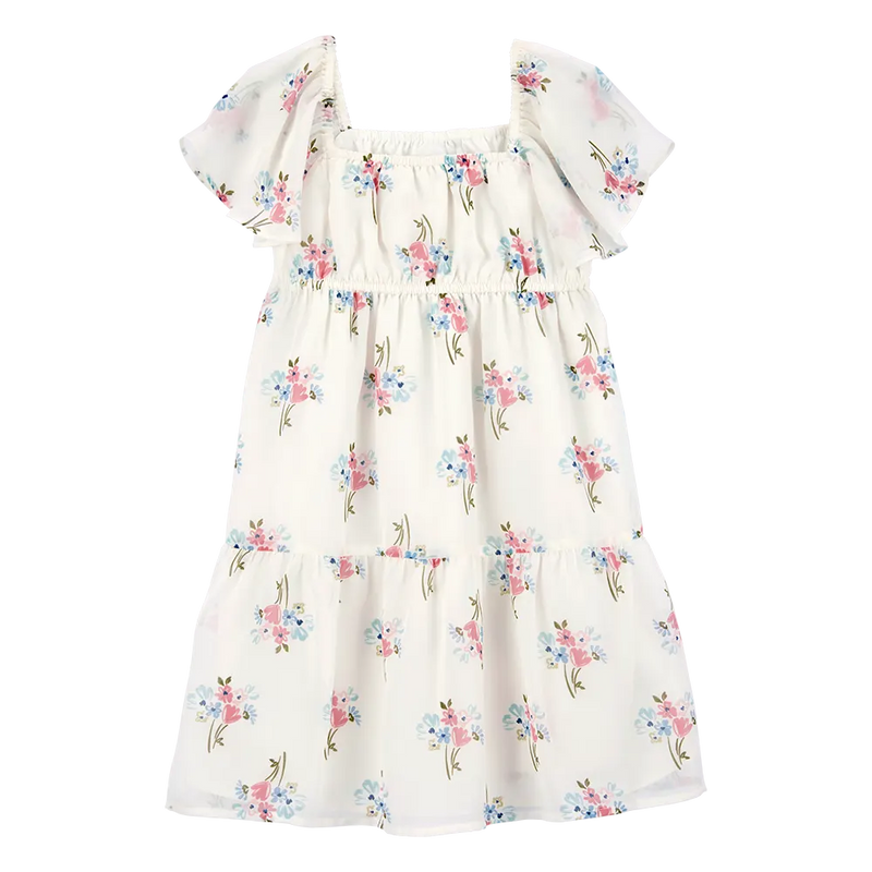 Robe Étagée à Manches Longues Fille Carter's - Florale