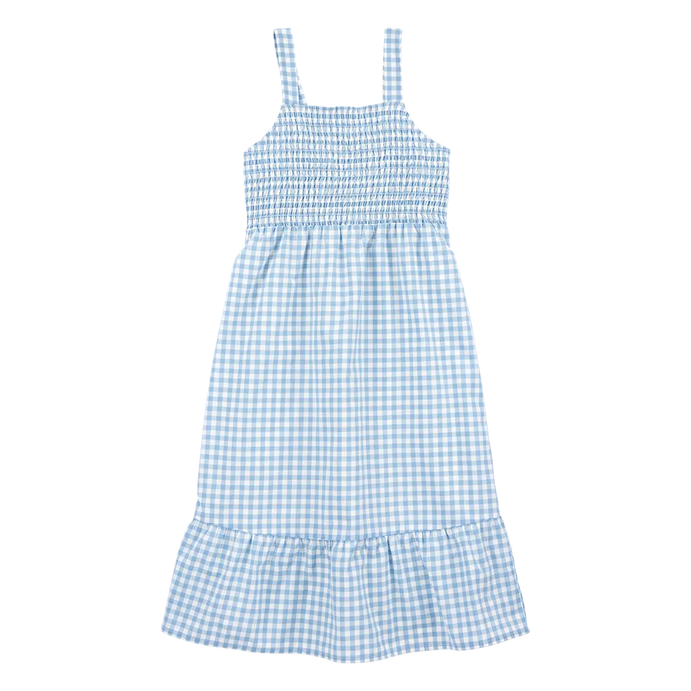 Robe vichy sans manches pour fille - Bleu