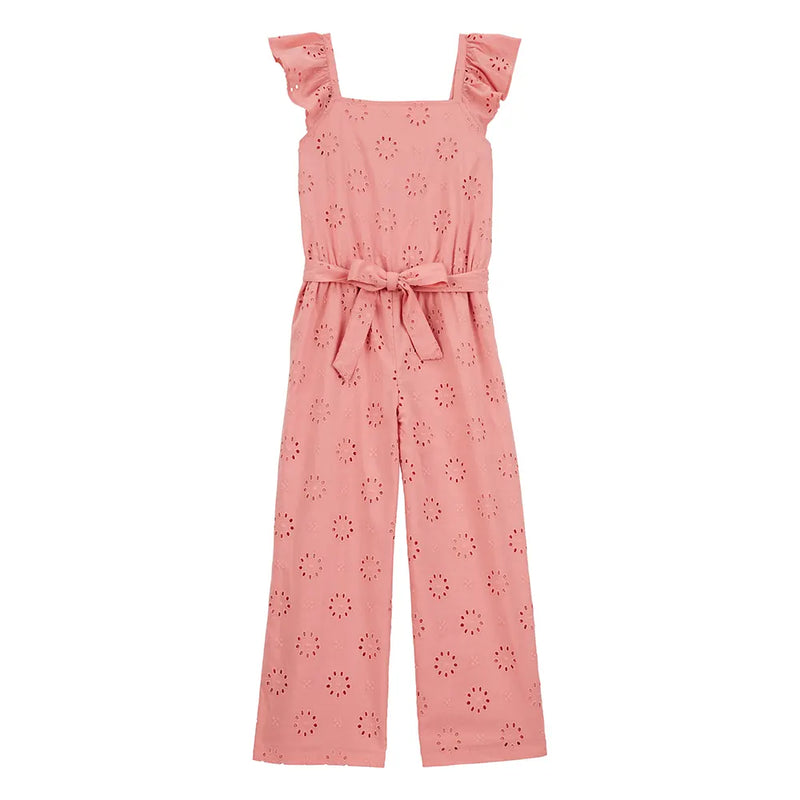 Combinaison en Broderie Anglaise à Nouer Fille Carter's - Rose Poudré