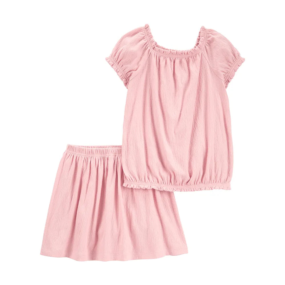 Ensemble 2 pièces haut et jupe-short fille - Rose