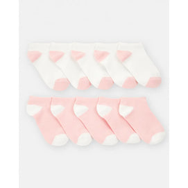 Lot de 10 paires de socquettes fille - Rose/Blanc