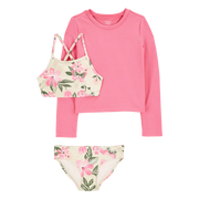 Ensemble maillot de bain anti-UV 3 pièces floral fille