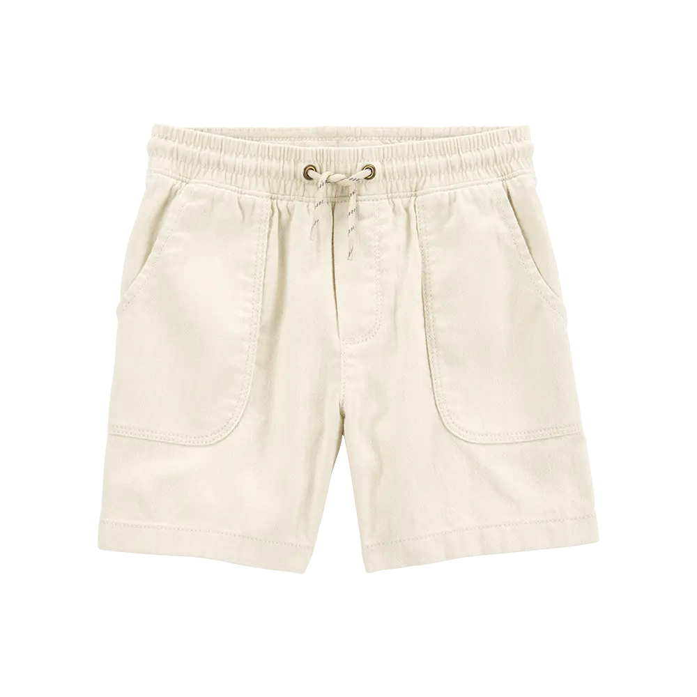 Short en sergé à enfiler pour garçon - Kaki