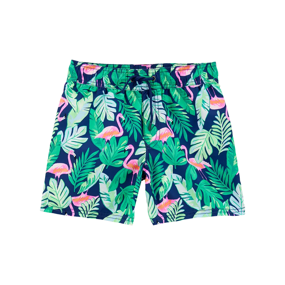 Short de bain à imprimé tropical pour garçon
