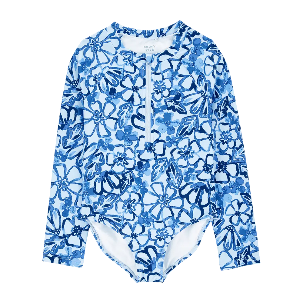 Maillot de bain anti-UV fleuri fille (4-14 ans)