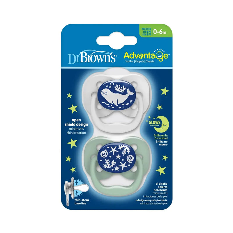 Dr. Brown’s Lot de 2 Sucettes Symétriques  0-6 Mois - Gris & Vert