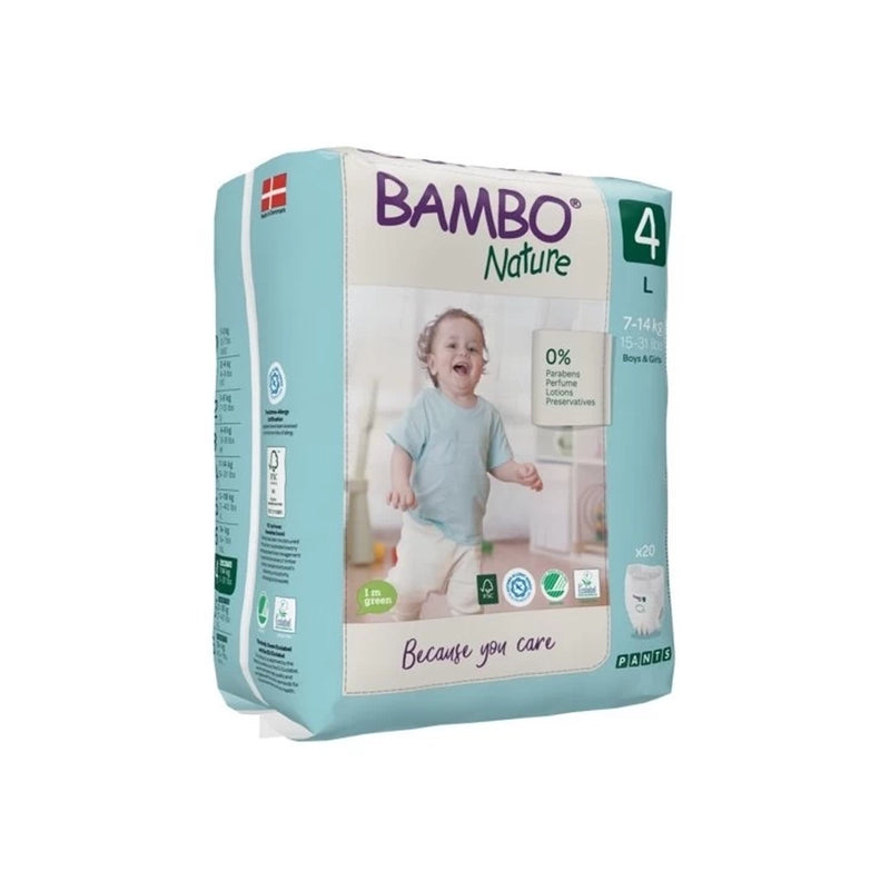 Calzoncitos Entrenadores Bambo Nature Talla 4 (7-12kg) 20 unidades
