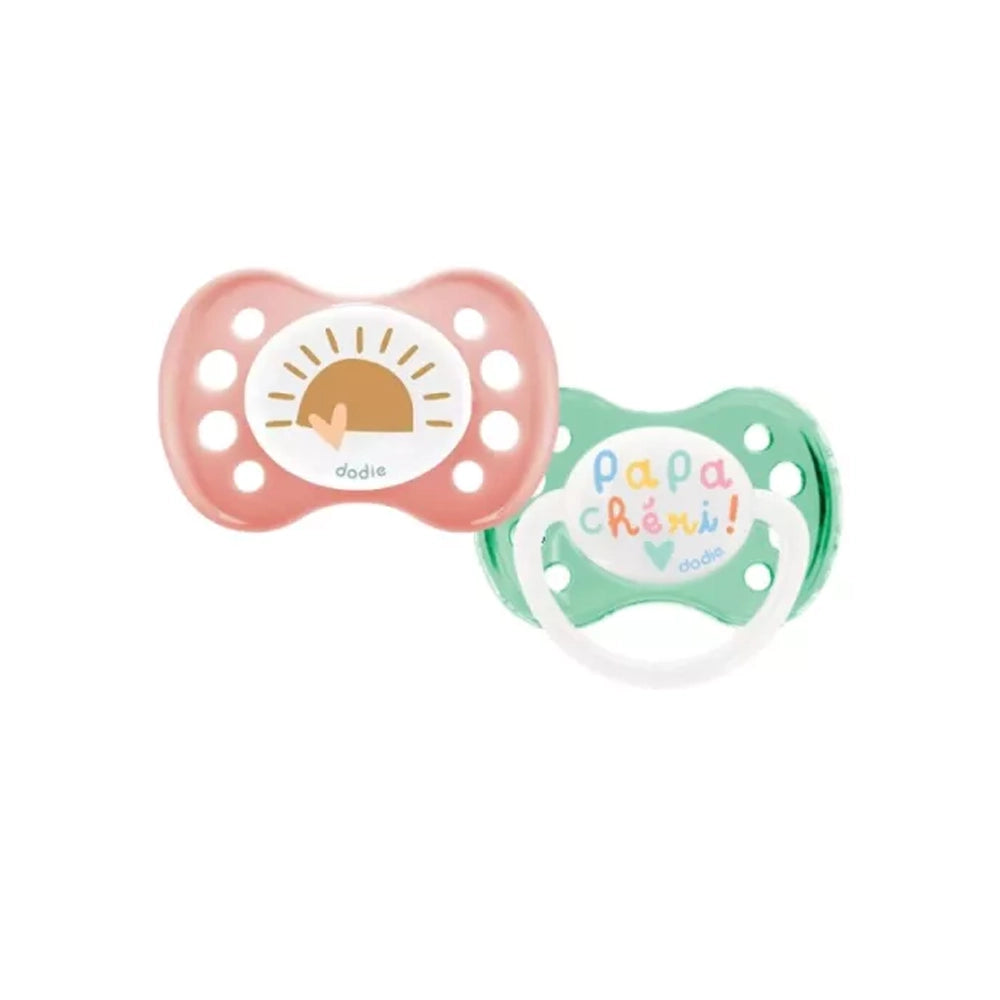 Lot de 2 sucettes Dodie Anatomiques Silicone 0-6m - Duo Maman Papa