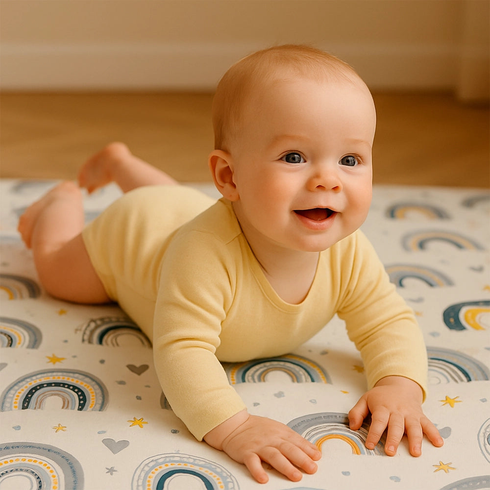 Matelas au sol 120x120cm Babymat - Happiness Bleu