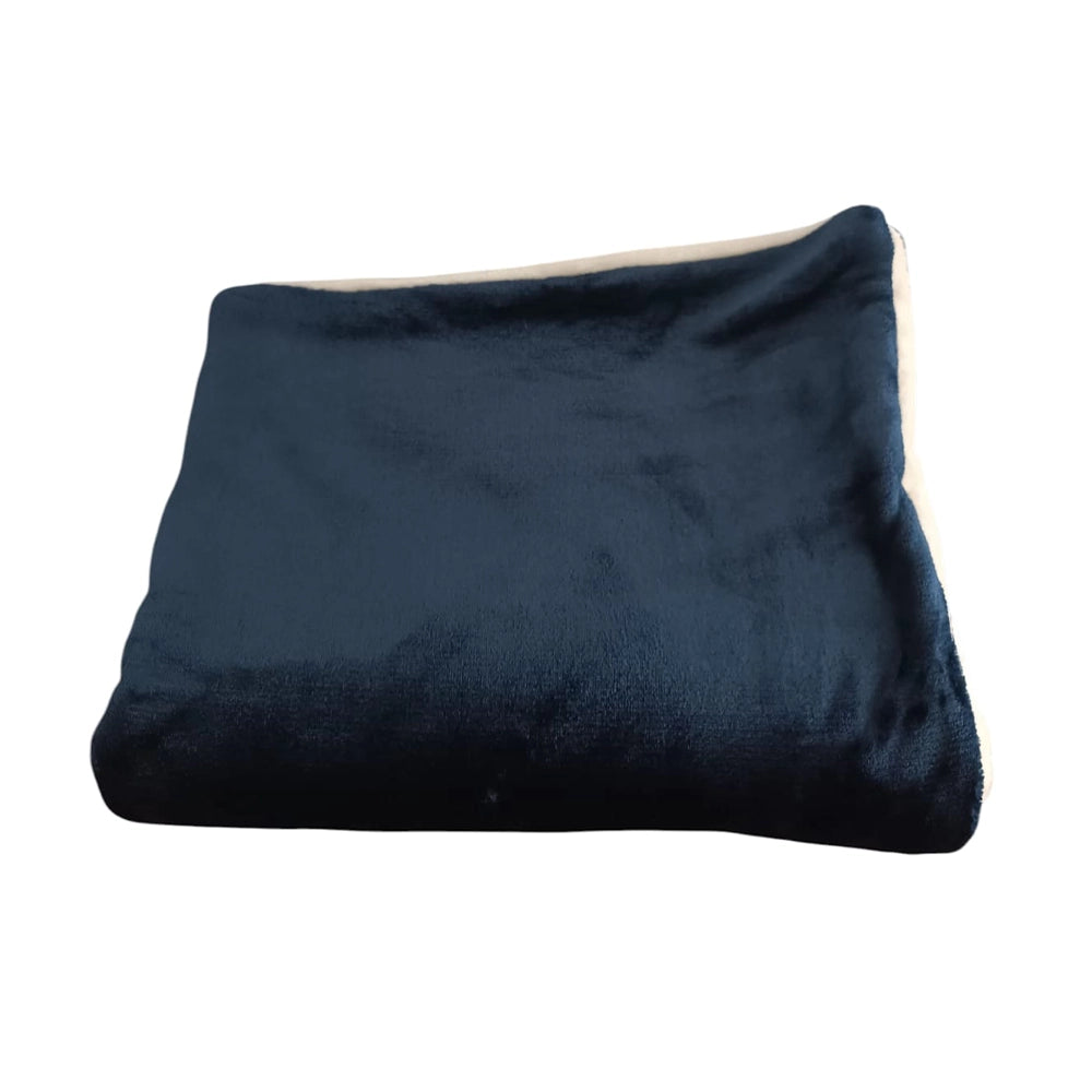 Couverture Double Face en Gaz de Coton - Bleu & Blanc Cassé