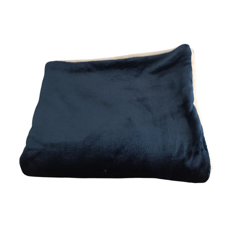 Couverture Double Face en Gaz de Coton - Bleu & Blanc Cassé